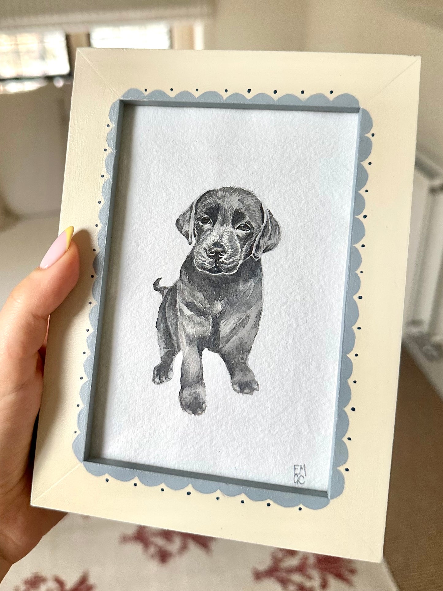 Bespoke miniature beloved pet portrait painting | Sentimental watercolour keepsake artwork