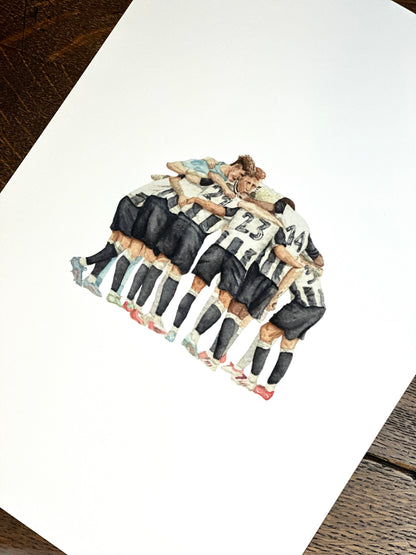 Newcastle United Carabao Cup Winners 2025 team huddle | Football print