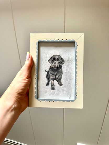 Bespoke miniature beloved pet portrait painting | Sentimental watercolour keepsake artwork