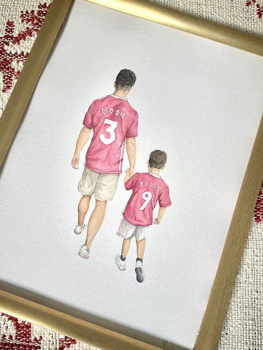 Bespoke football fan portrait | Sentimental keepsake watercolour artwork