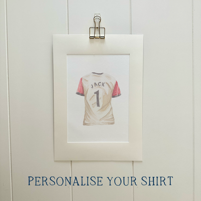 Bespoke 'True colours' personalised football shirt watercolour | Football artwork