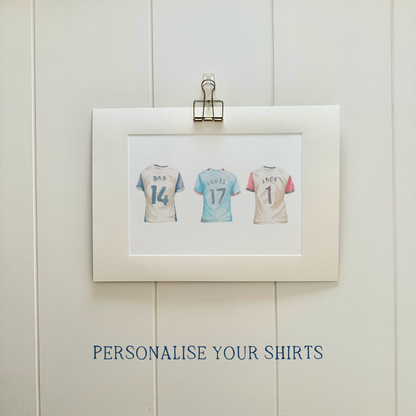 Bespoke 'True colours' personalised football shirt watercolour | Football artwork