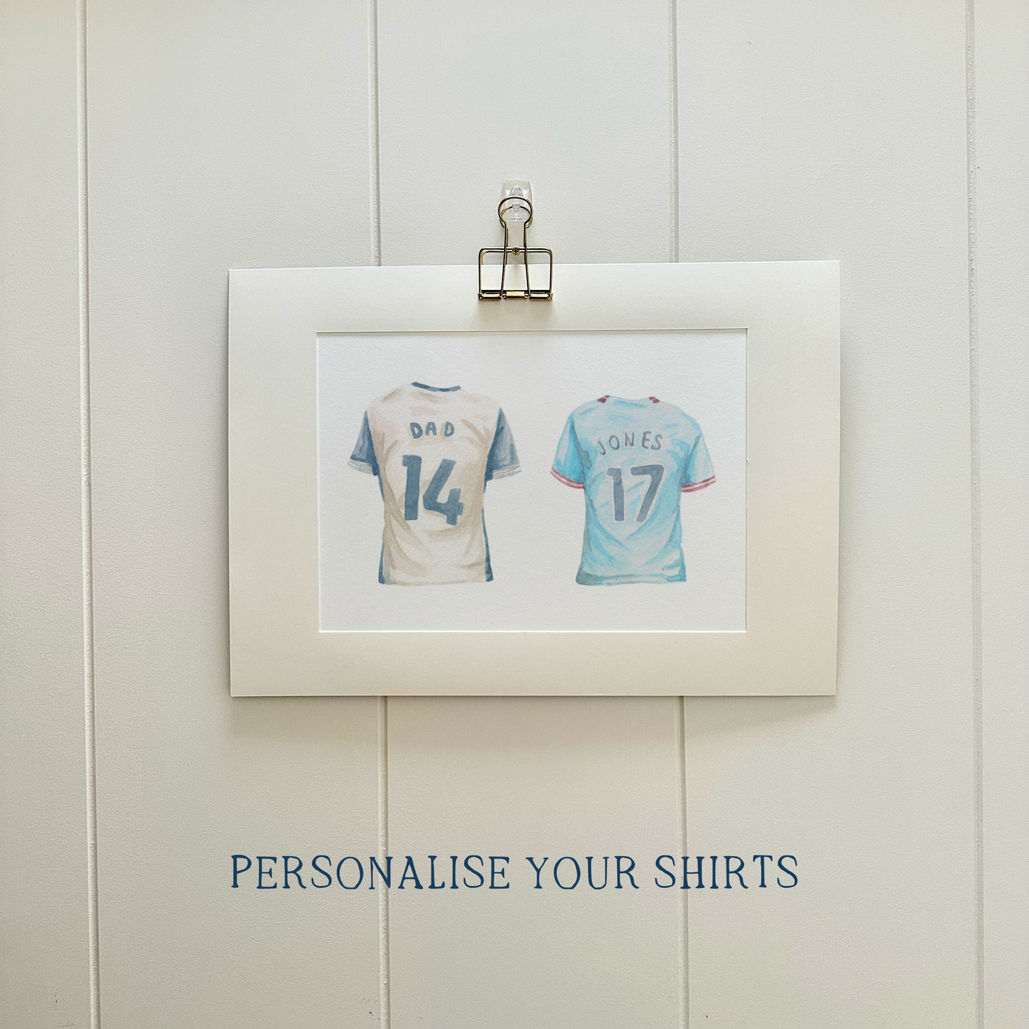 Bespoke 'True colours' personalised football shirt watercolour | Football artwork