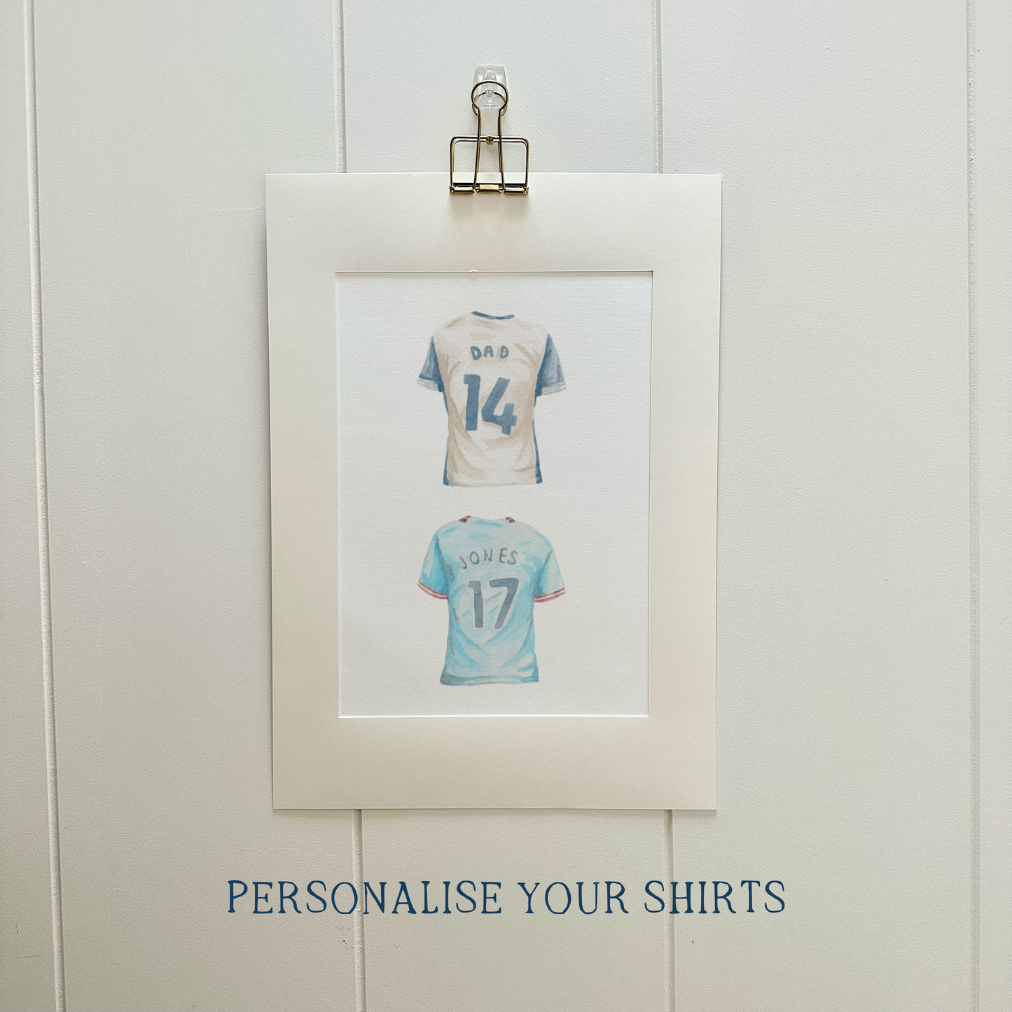 Bespoke 'True colours' personalised football shirt watercolour | Football artwork