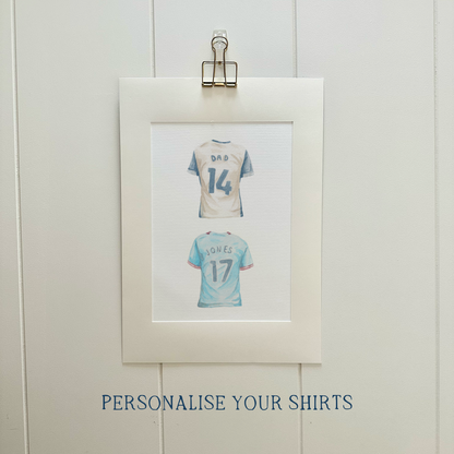 Bespoke 'True colours' personalised football shirt watercolour | Football artwork