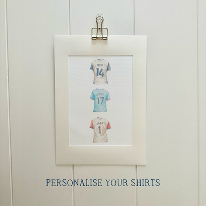 Bespoke 'True colours' personalised football shirt watercolour | Football artwork